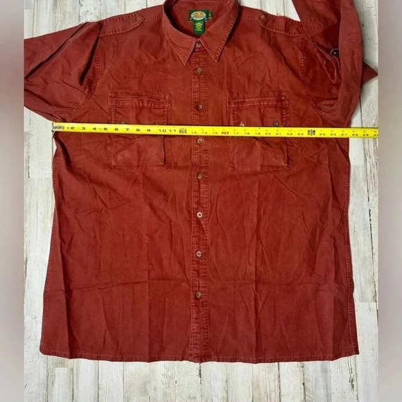 Cabelas Outdoor Gear Heavy Duty Twill Long sleeve Button Up Shirt 2XTall Maroon - Picture 4 of 13